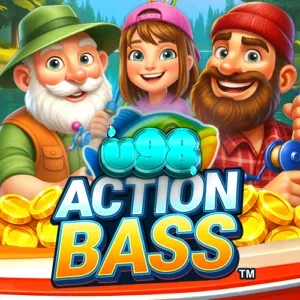 Tampilan visual slot Action Bass dengan tema memancing dan nelayan